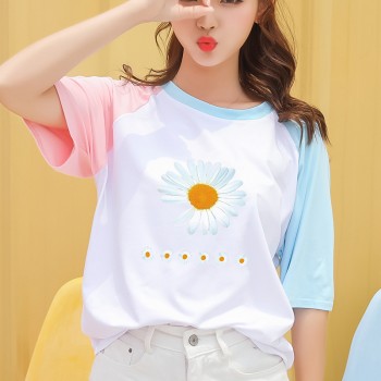 2021 summer new short-sleeved high waist T-shirt women's short INS tide women's fashion loose slim clothes